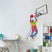 CCYKXA Stickers Muraux de Basket-ball, Autocollant Dunk de Joueur de Basket ball, Autocollant Mural Auto-adhésif Inspirant pour Garçon, Décor de