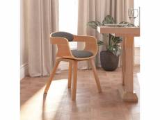 Chaise de salle à manger gris clair bois courbé et tissu