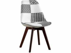 Chaise de salle à manger - tapissée en patchwork noir et blanc - nouvelle édition - sam blanc - noir