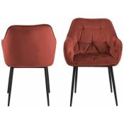 Chaise et fauteuil de table Bobochic xs - Lot de 2 fauteuils de table bea velours Rouge - Rouge