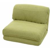 Décoshop26 - Matelas fauteuil-lit pliant fauteuil de relaxation dossier réglable tissu vert