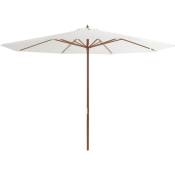 Design In - Parasol avec mât - Parasol de Jardin Parasol droit en bois 350 cm Blanc sable BV625592