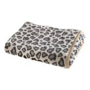 Drap de bain motif léopard gris 70x130 en coton