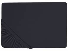 Drap-housse en coton 160 x 200 cm noir janbu 361582