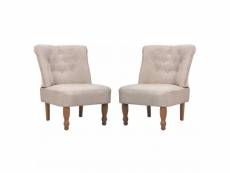 Fauteuil chaise siège lounge design club sofa salon en style français 2 pcs tissu crème helloshop26 1102026par3