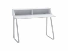 Finebuy bureau 120x60x90 cm table d'ordinateur blanc moderne avec étagère | petite table de bureau design avec passe-câbles | table pc avec pieds en m