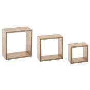 Five Simply Smart - Lot de 3 Étagères Murales Cube 25cm Naturel