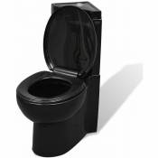 Helloshop26 - Toilette d'angle céramique cuvette toilette abattant wc noir - Noir