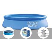 Kit piscine autoportée Intex Easy Set 2,44 x 0,61 m + Bâche de protection + Bâche à bulles + Épurateur à cartouche