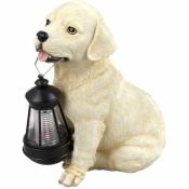 Lampe solaire décorative pour jardin de chien de lumière solaire pour l'extérieur, labrador avec lanterne, batterie rechargeable, 1x LED, LxlxH