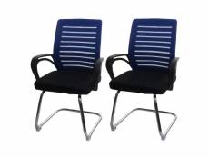 Lot de 2 chaises de conférence hwc-k51 piétement luge, charge max. 150 kg tissu/textile ~ bleu
