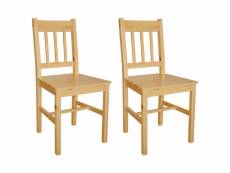 Lot de 2 chaises de salle à manger cuisine design classique bois de pin cds020282