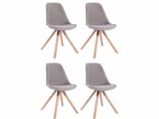 Lot de 4 chaises de salle à manger toulouse velours pieds carrés bois , gris/nature