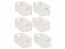 Lot de 6 boîtes de rangement rectangulaire en mdf - l. 31 x h. 15 cm - blanc