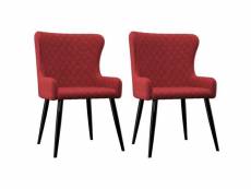 Lot de chaises de salle à manger 2 pcs bordeaux tissu - rouge - 55 x 60 x 84 cm