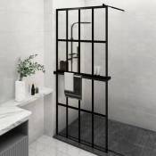 Mercatoxl - Paroi de douche avec étagère Noir 100x195cm Verre ESG&Aluminium