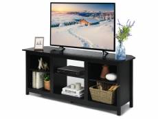 Meuble tv, support de télévision 147 cm avec 2 niveaux pour tv jusqu'à 65 pouce noir