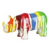 Meubletmoi - Statue rhinocéros avec coulures multicolores H12 cm - cero drips 01
