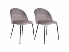 Meyrin - lot de 2 chaises velours gris et pieds métal noir