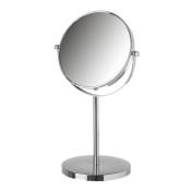 Miroir grossissant (x5) double face en métal argenté