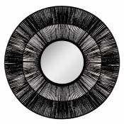 Miroir rond en corde style ethnique - Noir - Ø 76