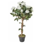 Plante Artificielle En Pot rosier 90cm Vert & Blanc