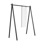 Portant avec miroir en pin noir laqué 74 x 150 x 177 cm Hongi - Karup Design