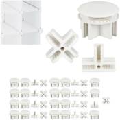 Relaxdays - Connecteurs plastique pour cubes étagère système modulable pièce de rechange, set de 40, 3 sortes, blanc