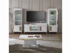 Safary - ensemble salon meuble tv 160cm laqué blanc