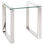 Table d'appoint en verre trempé transparent - 42 x 42 x 45 cm Pegane
