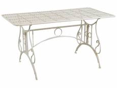 Table d'extérieur en fer forgé Table de jardin rectangulaire amovible en finition blanche patinée L150xPR80xH77 cm F1075