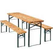 Table de jardin pliante avec bancs ensemble 3 pièces