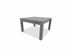 Table de repas carrée à allonge bois massif - gabriel - l 130-185 x l 130 x h 75 cm - neuf