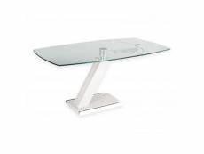 Table de repas extensible zebra white plateau en verre piétement laqué blanc brillant 20100891765