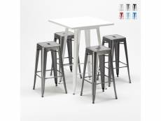 Table haute + 4 tabourets design tolix industriel de bars union square