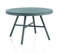 Table ronde aluminium et verre trempé effet pierre gris taupe 120 cm