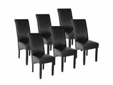 Tectake lot de 6 chaises aspect cuir - noir 403495