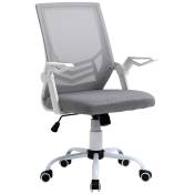 Vinsetto Fauteuil de bureau chaise de bureau en maille respirante dossier ergonomique pivotant hauteur réglable 62,5 x 55 x 94-104 cm gris blanc