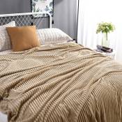 Xinuy - Couverture polaire pour canapé – 50 x 60, légère, champagne – douce, peluche, moelleuse, chaude, confortable – parfaite pour lit, canapé.