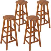 4x Tabourets de bar chaises hautes bois d'acacia assise