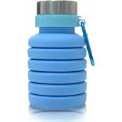 A)500 ml Bouteille d'eau pliable en silicone pour voyage, camping, pique-nique, gym, randonnée, cyclisme, pêche - Ccykxa