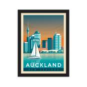 Affiche Auckland + Cadre Bois noir 30x40 cm