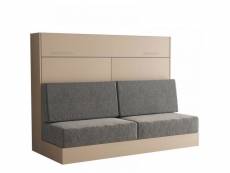 Armoire lit escamotable vertigo sofa taupe canapé gris couchage 140*200 cm 20100892968