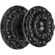 Bouton de porte fonte noir - Carré 6 mm - Dahlia - Jardinier massard