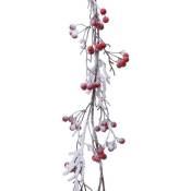 Branche décorative aux baies rouges Enneigée h130