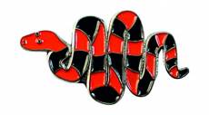 Broche en métal émaillé Motif rayures serpent &(Noir/rouge)