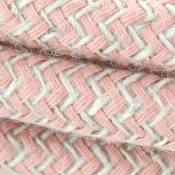 Câble textile coton zigzag vieux rose et lin naturel
