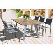 Caesaroo - Set Table d'extérieur 200x100 cm Malta en aluminium et bois de teck avec six chaises Aluminium