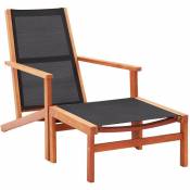 Chaise de jardin et repose-pied Eucalyptus solide et textilène