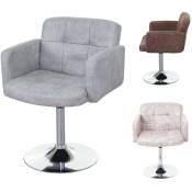 Chaise de salle à manger Orlando, fauteuil rotatif, imitation de daim, chrome - vintage, gris clair